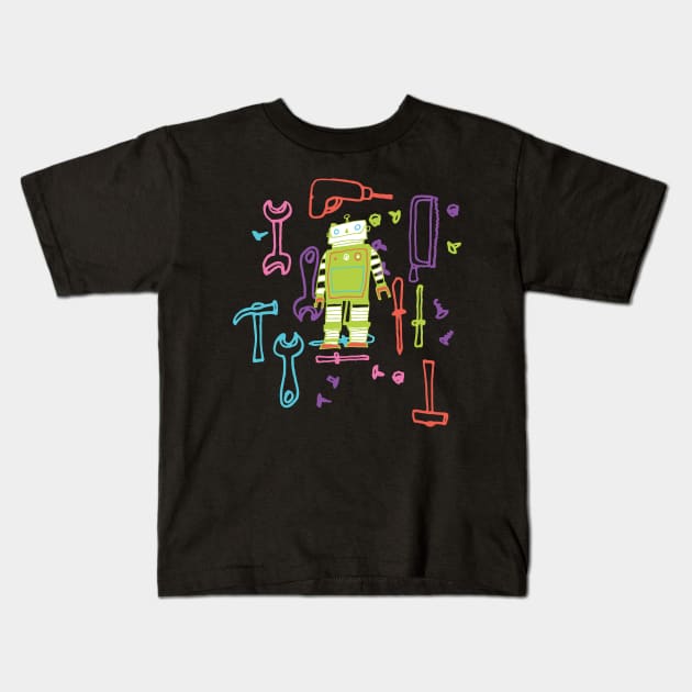 Robot Tools Kids T-Shirt by bruxamagica